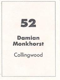 1990 Select AFL Stickers #52 Damian Monkhorst Back